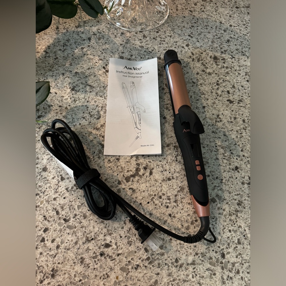 AmoVee 1.25” Travel 2-in-1 Hair Flat Iron and Curling Iron, Dual Voltage